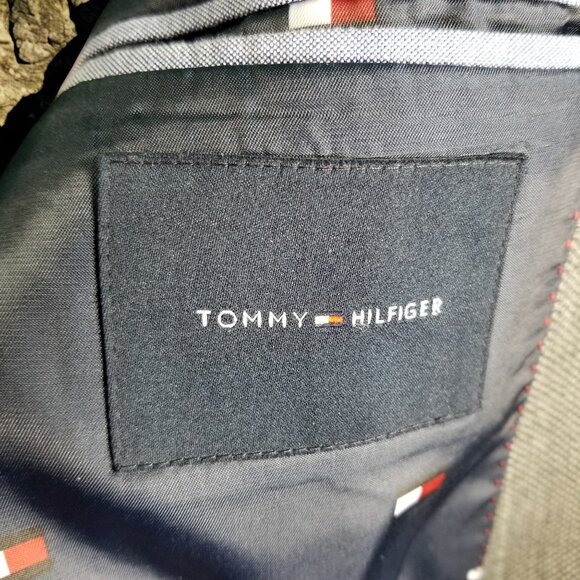 Tommy Hilfiger Men's 40S Blue Check 59% Wool Blazer Sport Coat & Tie 12628 - Picture 8 of 9